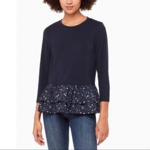 KATE SPADE 3/4 Sleeve Mixed Media top S